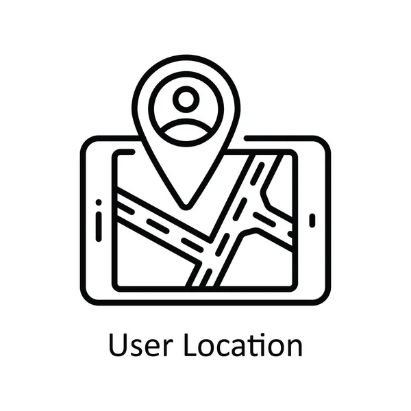Locatie Van Gebruiker Vector Schets Icon Ontwerp Illustratie Kaart Navigatie — Stockvector