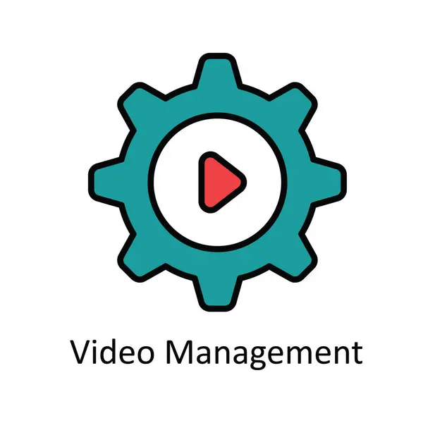 Gerenciamento Vídeo Vector Fill Esboço Icon Design Ilustração Símbolo Streaming —  Vetores de Stock
