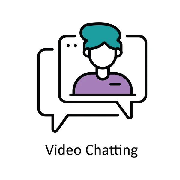 Video Chat Vector Rellenar Esquema Icono Diseño Ilustración Símbolo Transmisión — Vector de stock