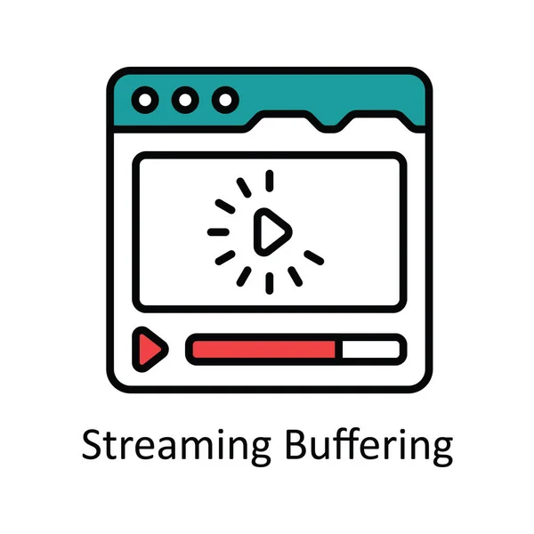 Streaming Buffering Vector Fill Esboço Icon Design Ilustração Símbolo Streaming —  Vetores de Stock