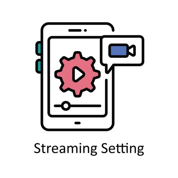 Streaming Setting Vector Fill Esboço Icon Design Ilustração Símbolo Streaming —  Vetores de Stock
