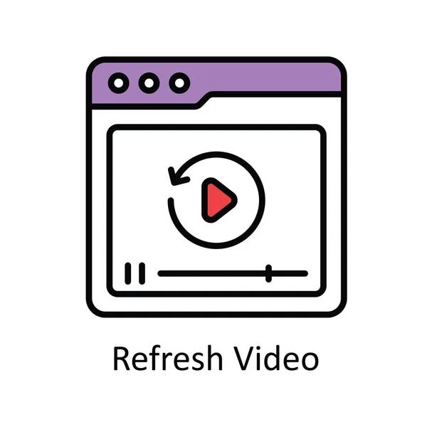 Atualizar Vídeo Vector Fill Esboço Icon Design Ilustração Símbolo Streaming —  Vetores de Stock