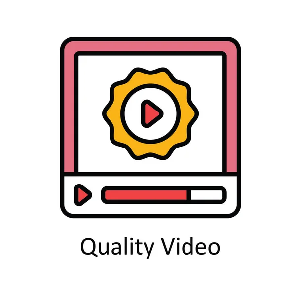 Qualità Video Vettore Riempi Contorno Icona Disegno Illustrazione Simbolo Streaming — Vettoriale Stock