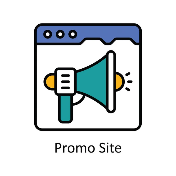 Promo Site Vector Συμπληρώστε Περίγραμμα Εικονίδιο Σχεδιασμός Εικονογράφηση Online Streaming — Διανυσματικό Αρχείο