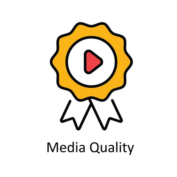 Media Quality Vettore Riempi Contorno Icona Illustrazione Design Simbolo Streaming — Vettoriale Stock