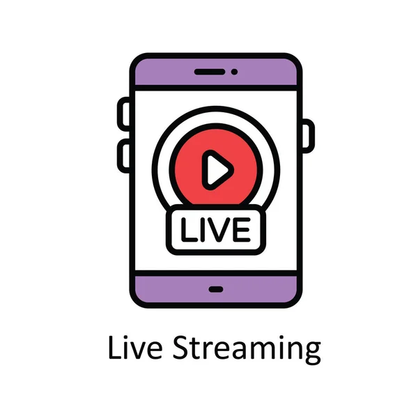 Live Streaming Vector Fill Esboço Icon Design Ilustração Símbolo Streaming —  Vetores de Stock