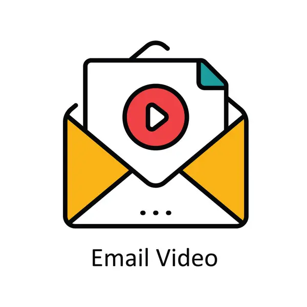 Mail Video Vector Vul Schema Pictogram Ontwerp Illustratie Online Streaming — Stockvector