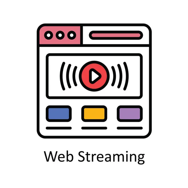 Web Streaming Vector Riempi Contorno Icona Illustrazione Del Design Simbolo — Vettoriale Stock