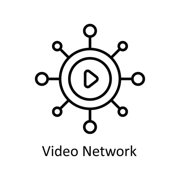 Video Network Schema Vettoriale Icona Illustrazione Design Simbolo Streaming Online — Vettoriale Stock