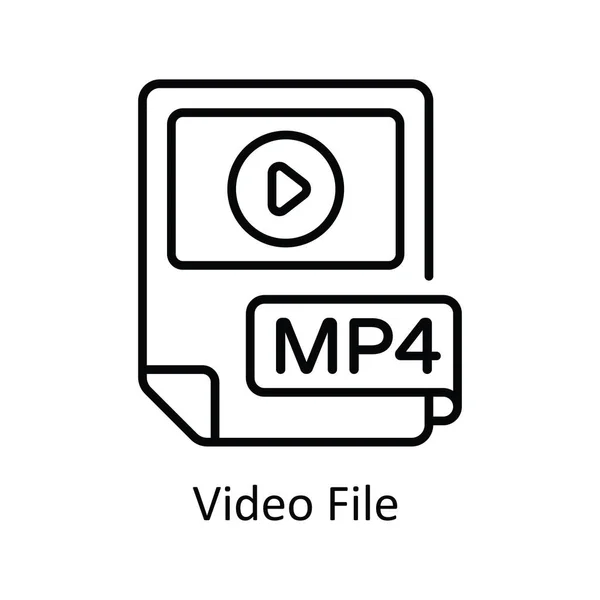 Video File Vector Esboço Icon Design Ilustração Símbolo Streaming Line —  Vetores de Stock