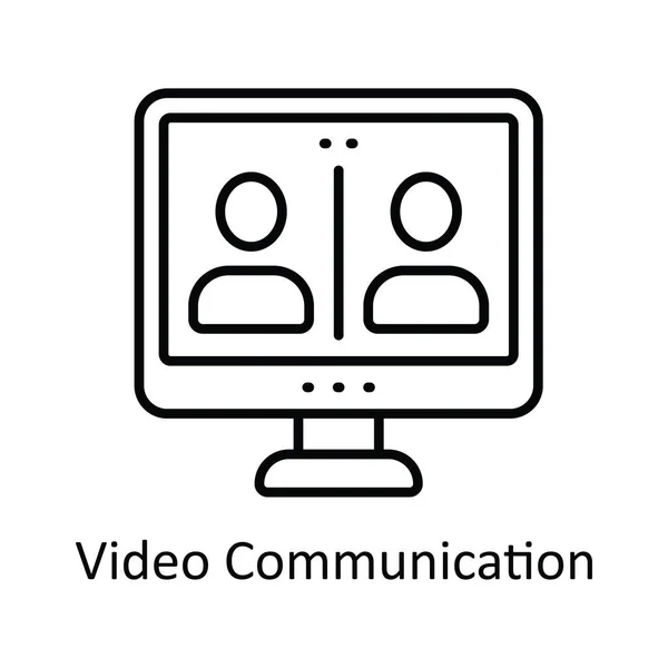 Video Comunicazione Schema Vettoriale Icona Illustrazione Design Simbolo Streaming Online — Vettoriale Stock
