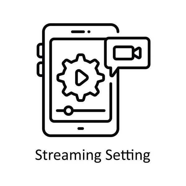 Streaming Setting Vector Esboço Icon Design Ilustração Símbolo Streaming Line —  Vetores de Stock