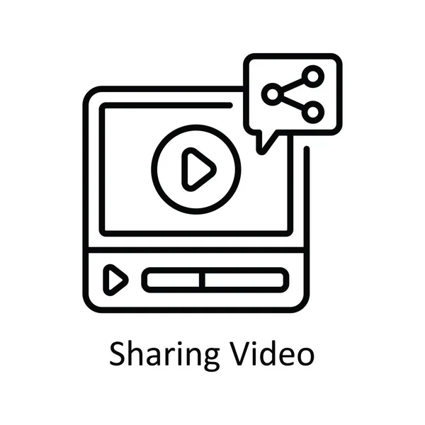 Compartilhando Vídeo Vector Esboço Icon Design Ilustração Símbolo Streaming Line —  Vetores de Stock