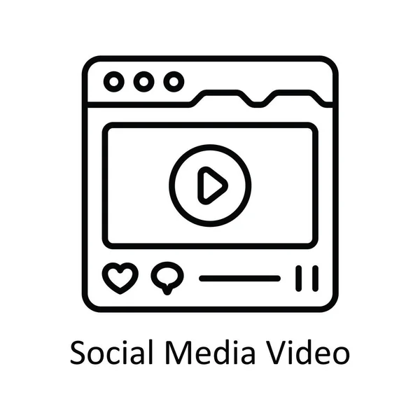 Social Media Video Schema Vettoriale Icona Illustrazione Design Simbolo Streaming — Vettoriale Stock