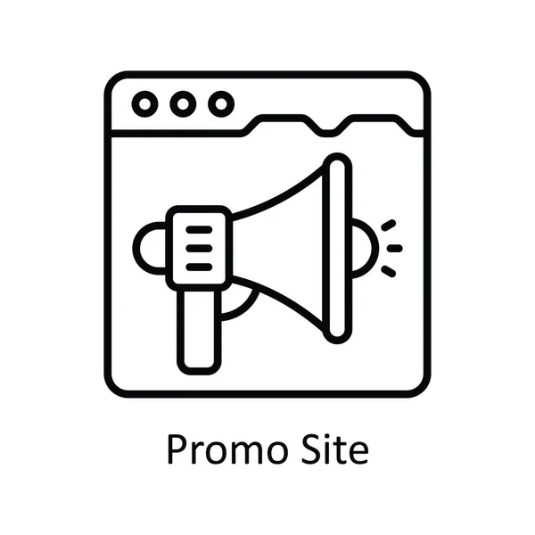 Promo Site Διάνυσμα Περίγραμμα Εικονίδιο Σχεδιασμός Εικονογράφηση Online Streaming Σύμβολο — Διανυσματικό Αρχείο