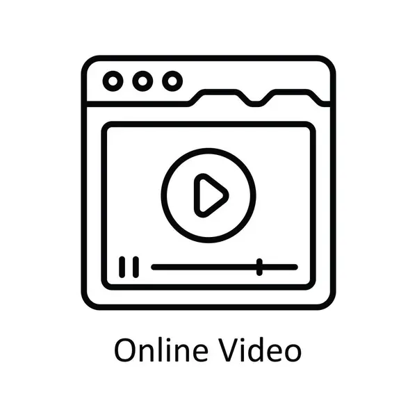 Video Online Schema Vettoriale Icona Illustrazione Design Simbolo Streaming Online — Vettoriale Stock