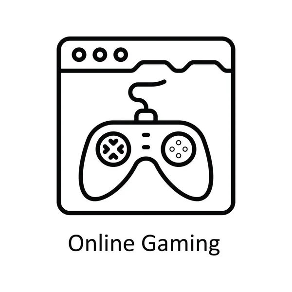 Online Gaming Vector Schets Icon Ontwerp Illustratie Online Streaming Symbool — Stockvector