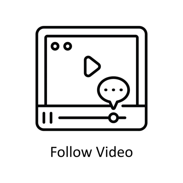 Segui Video Schema Vettoriale Icona Illustrazione Design Simbolo Streaming Online — Vettoriale Stock