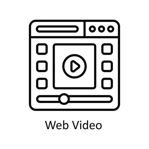 Веб Відео Вектор Накреслює Ілюстрацію Дизайну Піктограм Онлайн Трансляція Символу — стоковий вектор