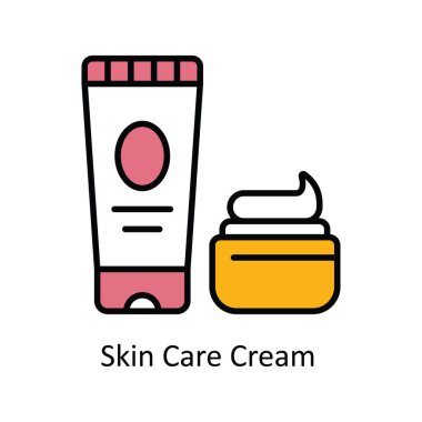 Cilt Bakımı Kremi Doldurma Simge Tasarımı Çizimi illüstrasyonu. Beyaz arkaplan EPS 10 Dosyasında Eczane Sembolü