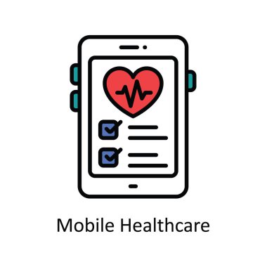 Mobil Sağlık Vektörü Simge Tasarımı illüstrasyonunun ana hatlarını girin. Beyaz arkaplan EPS 10 Dosyasında Eczane Sembolü