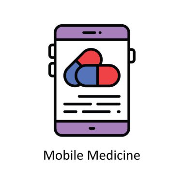 Mobil İlaç Vektörü Simge Tasarımı illüstrasyonunun ana hatlarını girin. Beyaz arkaplan EPS 10 Dosyasında Eczane Sembolü