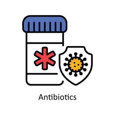 Antibiyotik Vektör Doldurma Simge Tasarımı çizimi. Beyaz arkaplan EPS 10 Dosyasında Eczane Sembolü
