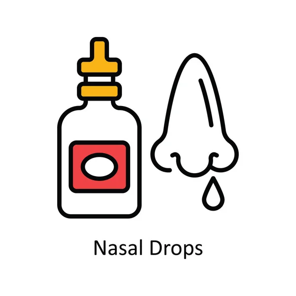 Nasal Drops Vector Fyll Översikt Ikon Design Illustration Apotekets Symbol — Stock vektor