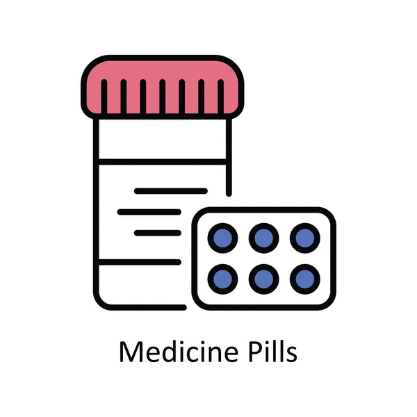 Medicine Pills Vector Vyplňte Obrys Icon Design Ilustrace Symbol Lékárny — Stockový vektor
