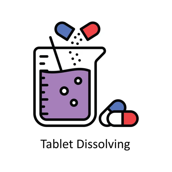 Tablet Dissolving Vector Συμπληρώστε Περίγραμμα Εικονίδιο Σχεδιασμός Σύμβολο Φαρμακείο Λευκό — Διανυσματικό Αρχείο