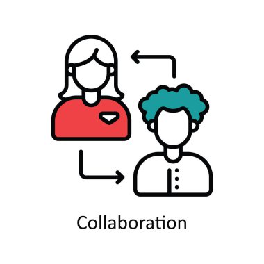 İşbirliği Vektörü ana hatlarını Simge Tasarımı illüstrasyonuyla doldurur. Beyaz arkaplan EPS 10 Dosyasında Ürün Yönetimi Sembolü