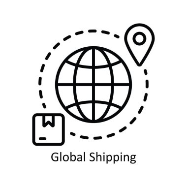 Global Shipping Vector ana hatları Simge Tasarımı illüstrasyonu. Beyaz arkaplan EPS 10 Dosyasında Ürün Yönetimi Sembolü