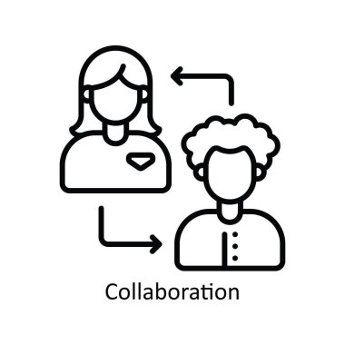 İşbirliği Vektörü ana hatları Simge Tasarımı illüstrasyonu. Beyaz arkaplan EPS 10 Dosyasında Ürün Yönetimi Sembolü