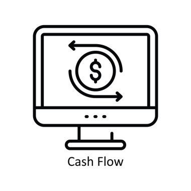 Cash Flow Vector ana hatları Simge Tasarımı çizimi. Beyaz arkaplan EPS 10 Dosyasında Ürün Yönetimi Sembolü