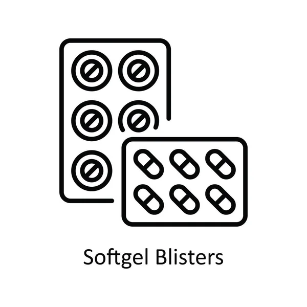 Softgel Blisters Vectorは アイコンデザインイラストを概説しています ホワイトバックグラウンドの薬局シンボル Eps 10ファイル — ストックベクタ