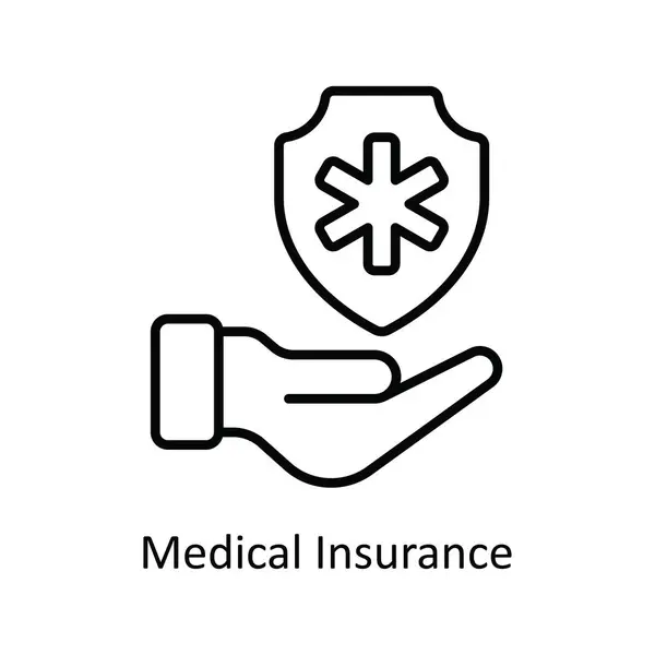 Medical Insurance Vector Outline Icon Design Illustration Pharmacy Symbol White — Stock Vector