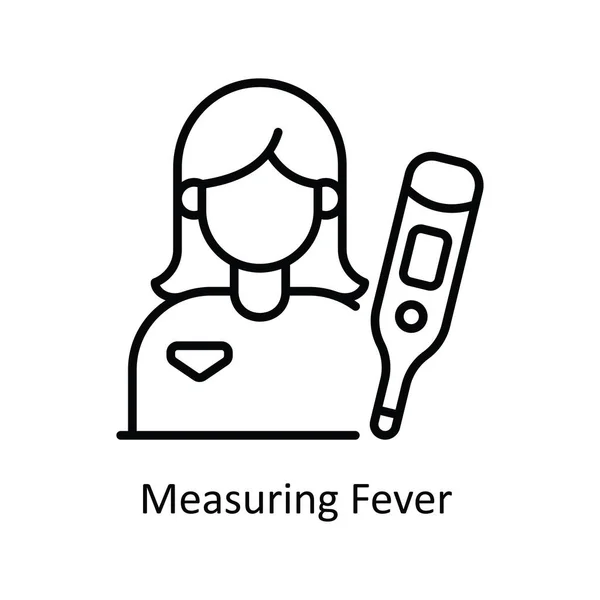 Measuring Fever Vector Outline Icon Design Illustration Pharmacy Symbol White — Stock Vector