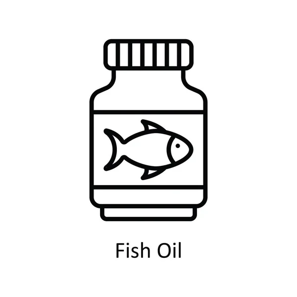 Aceite Pescado Vector Esquema Icono Diseño Ilustración Símbolo Farmacia Sobre — Vector de stock