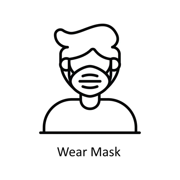 Wear Mask Vector Outline Icon Design Illustration Pharmacy Symbol White — Stock Vector