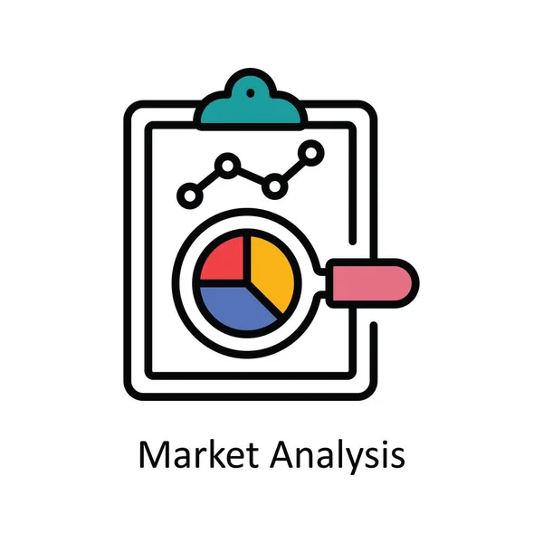 Marktanalyse Vektor Füllen Umriss Icon Design Illustration Produktmanagement Symbol Auf — Stockvektor