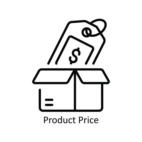 Product Prijs Vector Overzicht Pictogram Ontwerp Illustratie Product Management Symbool — Stockvector
