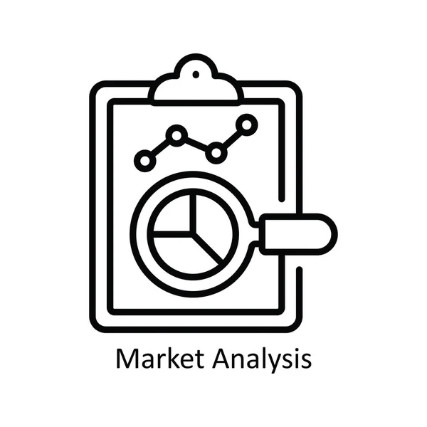 Marktanalyse Vector Overzicht Pictogram Ontwerp Illustratie Product Management Symbool Witte — Stockvector