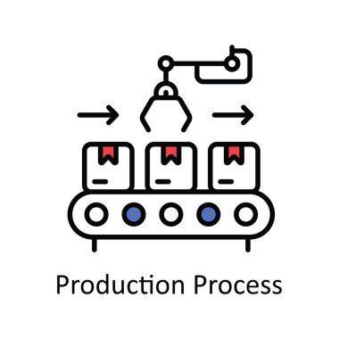 Üretim Süreci Vektör Doldurma Simge Tasarım Çizimi illüstrasyonu. Akıllı Sanayi Sembolü Beyaz arkaplan EPS 10 Dosyası