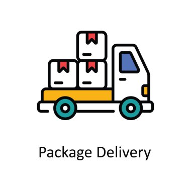 Paket Teslimatı Vektör Doldurma Simge Tasarımı illüstrasyonu. Akıllı Sanayi Sembolü Beyaz arkaplan EPS 10 Dosyası