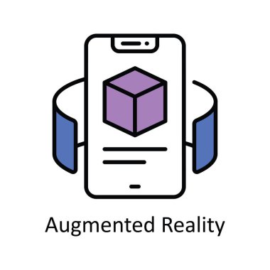 Artırılmış Gerçeklik Vektörü Simge Tasarım Çizimi illüstrasyonunu özetle. Akıllı Sanayi Sembolü Beyaz arkaplan EPS 10 Dosyası