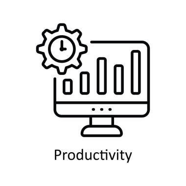 Üretkenlik Vektörü ana hatlarıyla Simge Tasarımı illüstrasyonu. Akıllı Sanayi Sembolü Beyaz arkaplan EPS 10 Dosyası