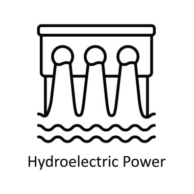Hidroelektrik Güç Vektörü ana hatları Simge Tasarımı çizimi. Akıllı Sanayi Sembolü Beyaz arkaplan EPS 10 Dosyası