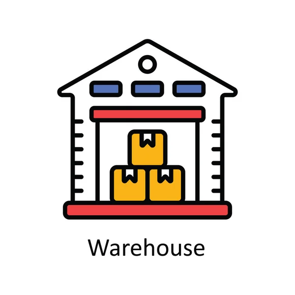 Warehouse Vector Fill Skizziert Icon Design Illustration Smart Industries Symbol — Stockvektor