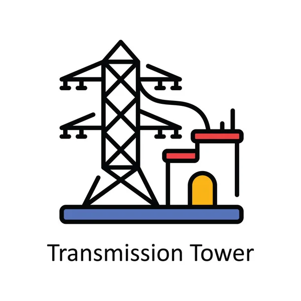 stock vector Transmission Tower Vector  Fill outline Icon Design illustration. Smart Industries Symbol on White background EPS 10 File