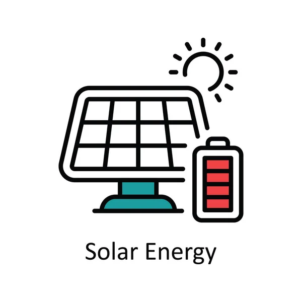 Solar Energy Vector Doldurma Simge Tasarımı Illüstrasyonu Akıllı Sanayi Sembolü — Stok Vektör